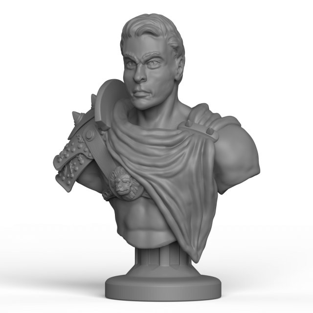 Print Ready Male Warrior Statue 3D Model .c4d .max .obj .3ds .fbx .stl .blend 