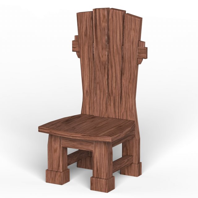 Wooden Chair 01 3D Model .c4d .max .obj .3ds .fbx .stl .blend 