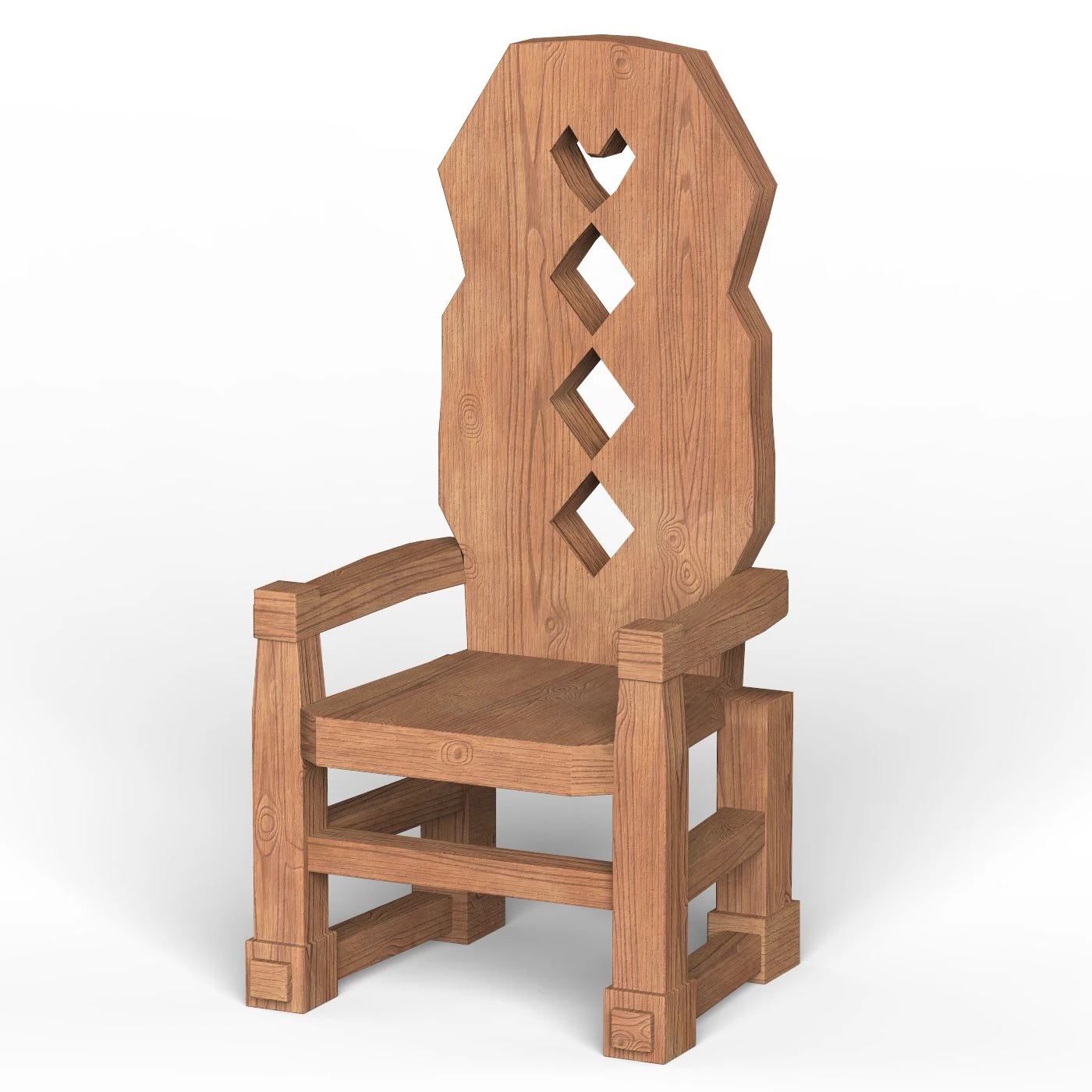 Wooden Chair 02 3D Model .c4d .max .obj .3ds .fbx .stl .blend