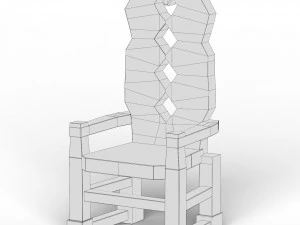 Wooden Chair 02 3D Model