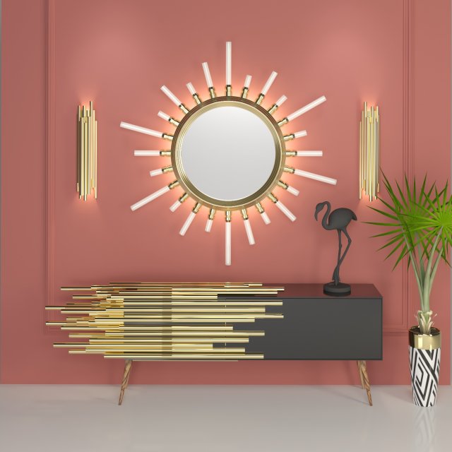of mirror and wall console 3Dモデル .c4d .max .obj .3ds .fbx .stl .blend 