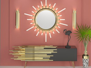 of mirror and wall console 3D 模型