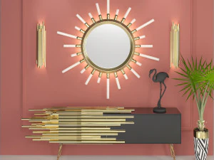 ミラーとウォールコンソールの 3Dモデル