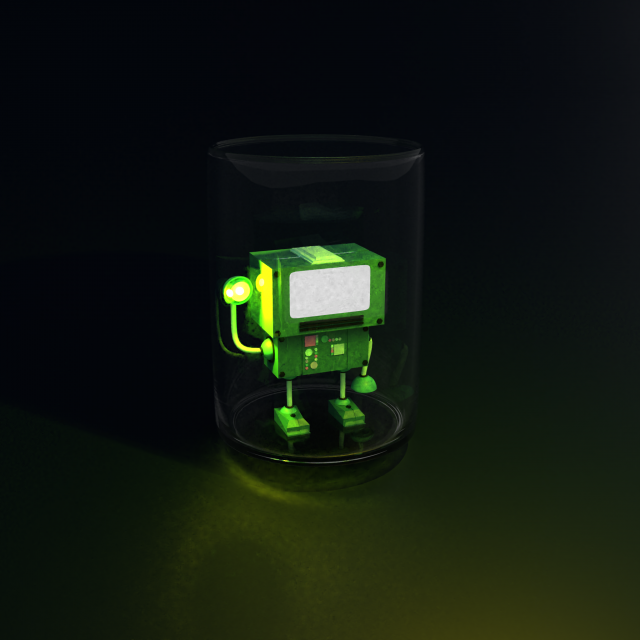 Robot in glass 3D Model .c4d .max .obj .3ds .fbx .stl .blend 