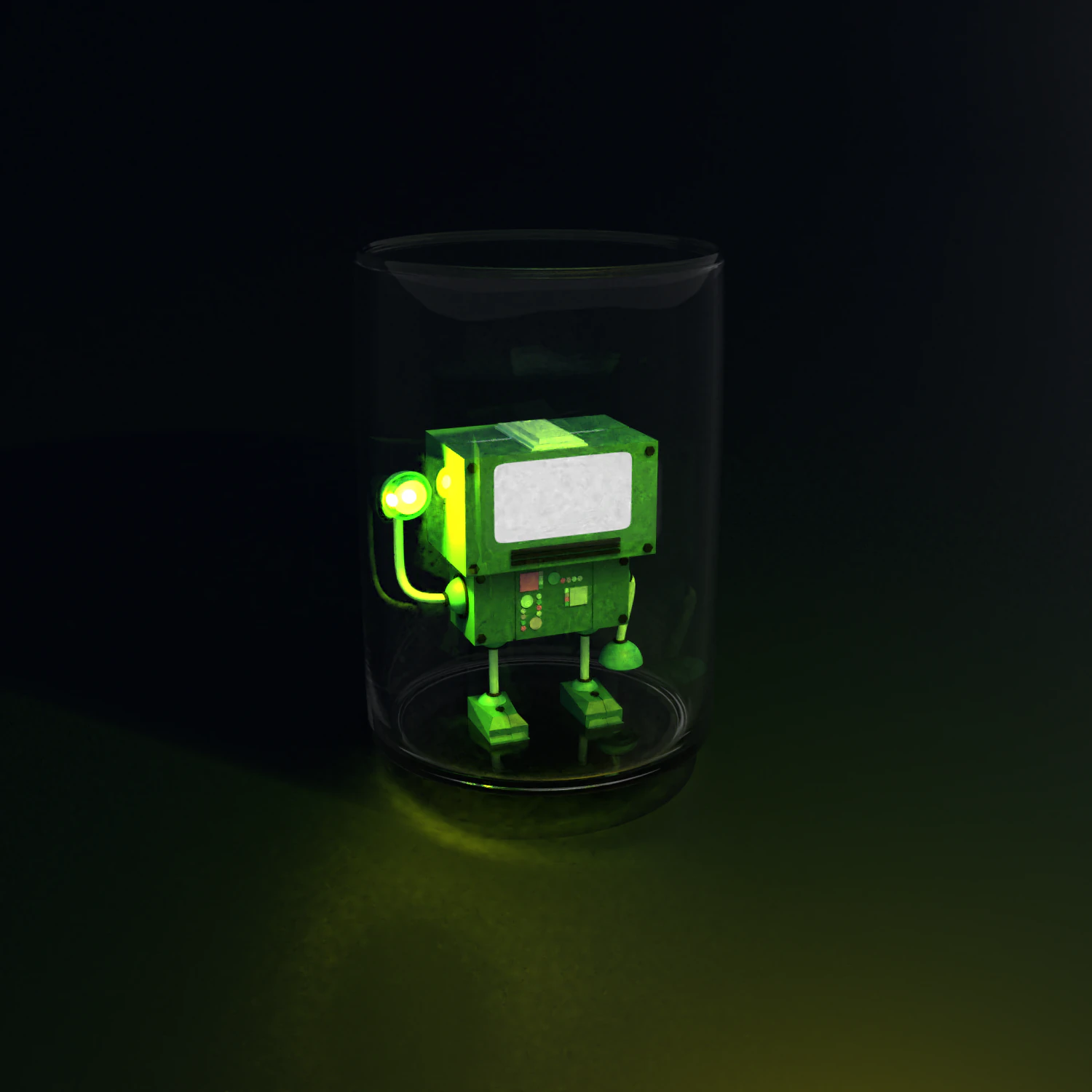 Robot in glass 3D Model .c4d .max .obj .3ds .fbx .stl .blend 