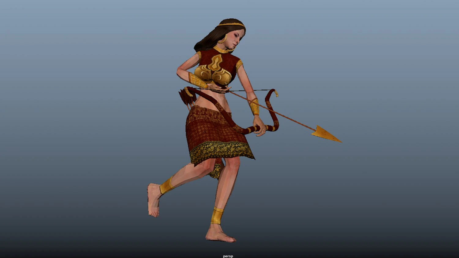 Archer Girl Animations 3D Model .c4d .max .obj .3ds .fbx .stl .blend