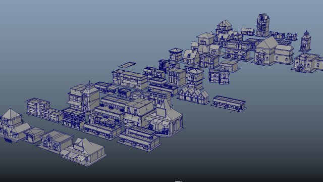 Cartoon City Constructive 3D Model in Game Assets 3DExport