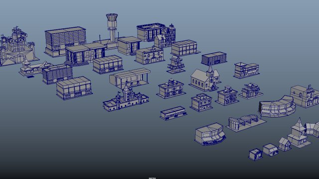 Cartoon City Constructive 3D Model in Game Assets 3DExport