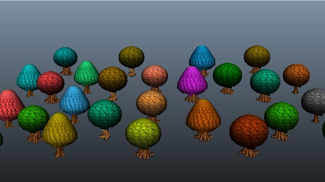 Cartoon Trees 3D Modell .c4d .max .obj .3ds .fbx .stl .blend 