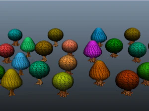 Cartoon Trees 3D Model
