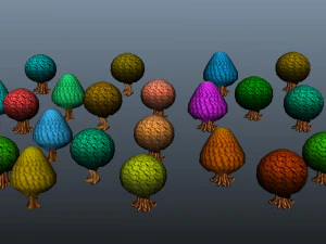 Cartoon Trees 3D Model