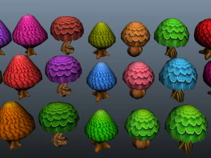 Cartoon Trees 3D Model