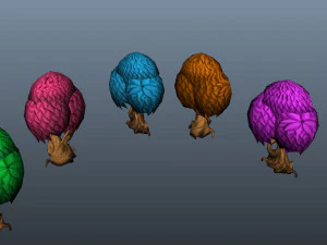 Cartoon Trees 3D Model