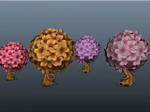 Cartoon Trees 3D Model