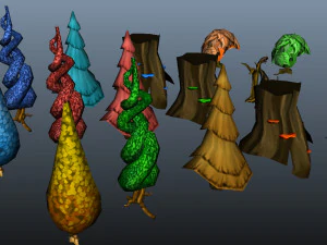 Cartoon Trees 3D Model
