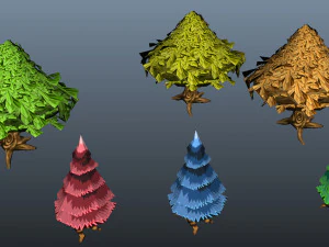 Cartoon Trees 3D Model
