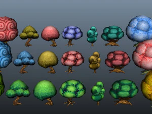 Cartoon Trees 3D Model