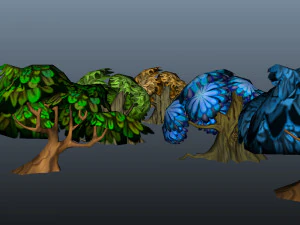 Cartoon Trees 3D Model