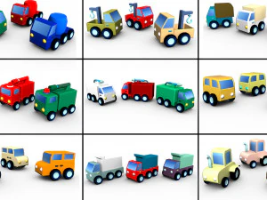 Cartoon Traffic Vehicles 3D Model