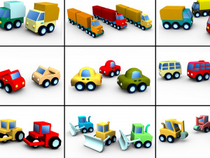 Cartoon Traffic Vehicles 3D Модель