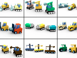Cartoon Traffic Vehicles 3D Model