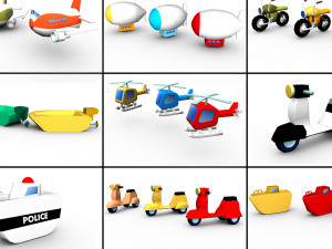 Cartoon Traffic Vehicles 3D Модель