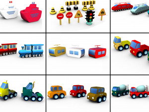 Cartoon Traffic Vehicles 3D Модель