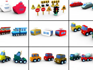 Cartoon Traffic Vehicles 3D Model
