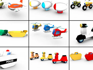 Cartoon Traffic Vehicles 3D Model