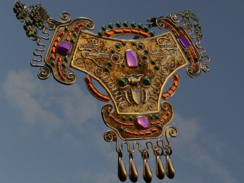 Aztec necklace with Quetzalcoatl Modelo 3D