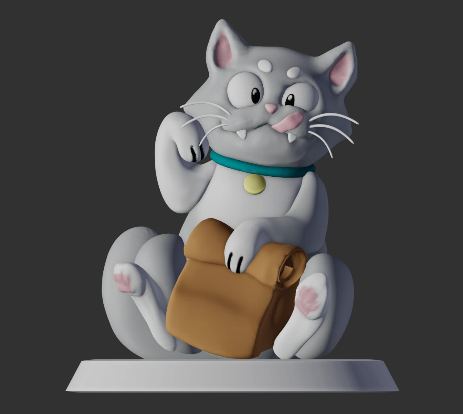 Ni Hao 3D Cat 3D Print Model .c4d .max .obj .3ds .fbx .stl .blend