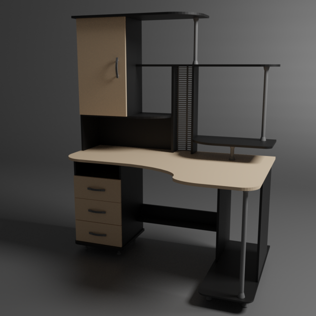 Computer table 3D 模型 .c4d .max .obj .3ds .fbx .stl .blend 