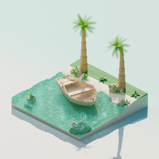 Simple model of beach Modello 3D .c4d .max .obj .3ds .fbx .stl .blend 