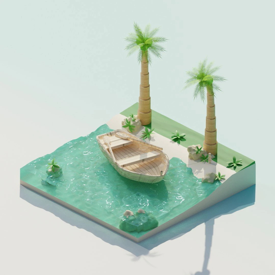Simple model of beach 3D Model .c4d .max .obj .3ds .fbx .stl .blend