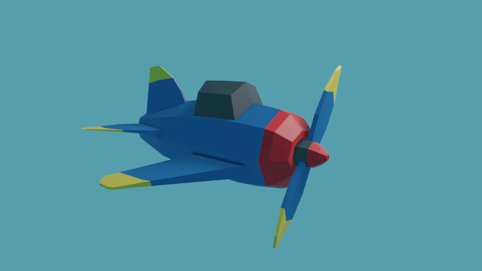 Blue Airplane 3D Model .c4d .max .obj .3ds .fbx .stl .blend 