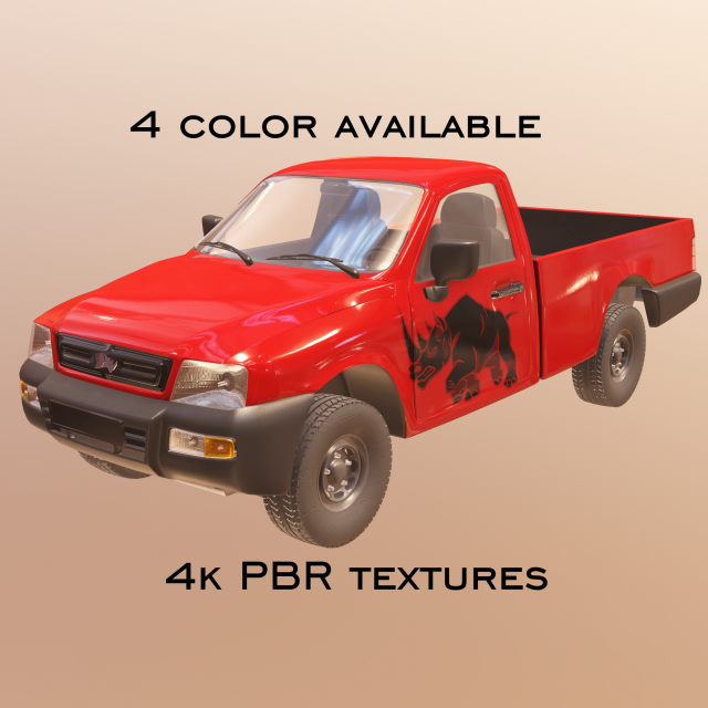 Pickup Truck PBR Model 3D .c4d .max .obj .3ds .fbx .stl .blend 