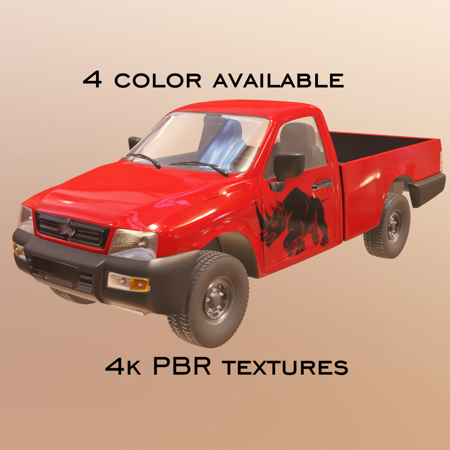 Pickup Truck PBR 3D Model .c4d .max .obj .3ds .fbx .stl .blend