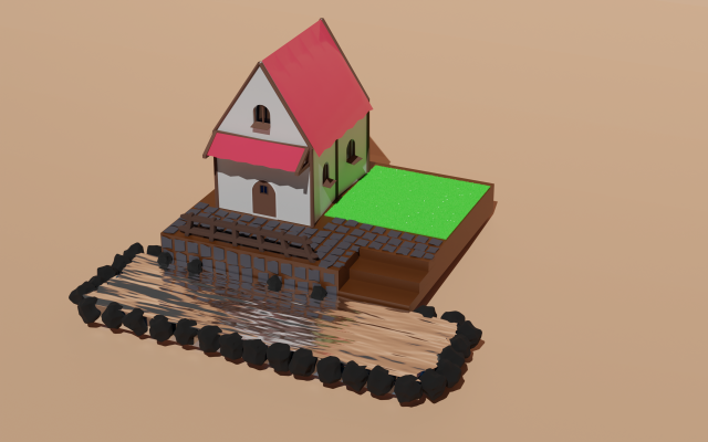 House by the Lake 3D 모델 .c4d .max .obj .3ds .fbx .stl .blend 