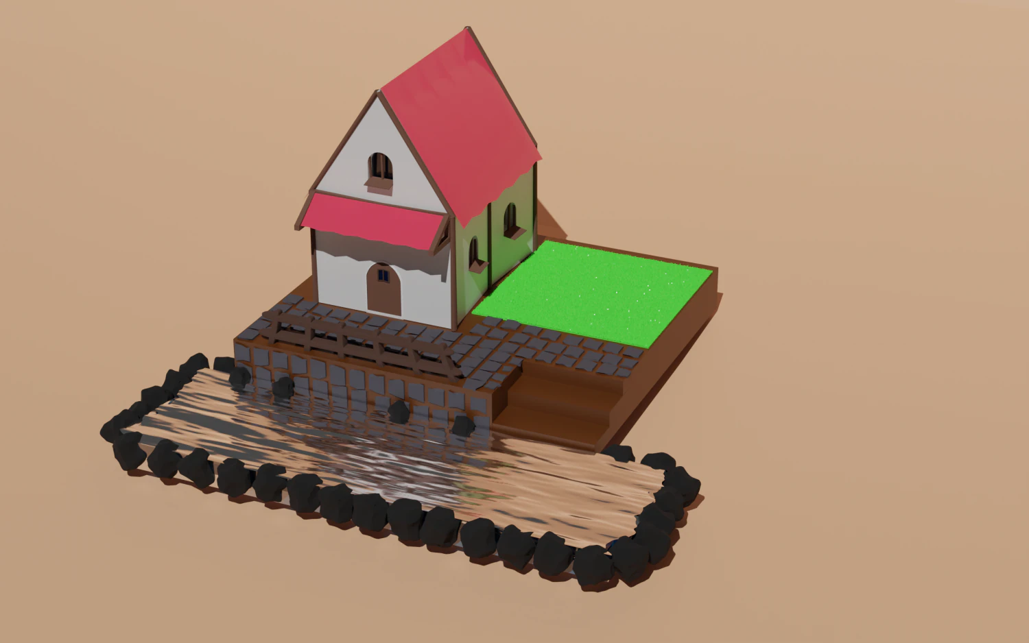 House by the Lake 3D Model .c4d .max .obj .3ds .fbx .stl .blend 