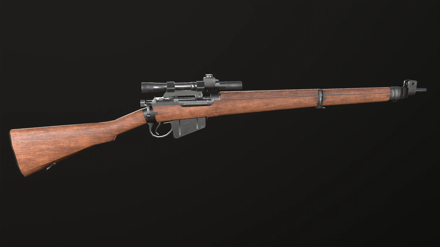 Lee-Enfield Rifle No4 3D Model .c4d .max .obj .3ds .fbx .stl .blend