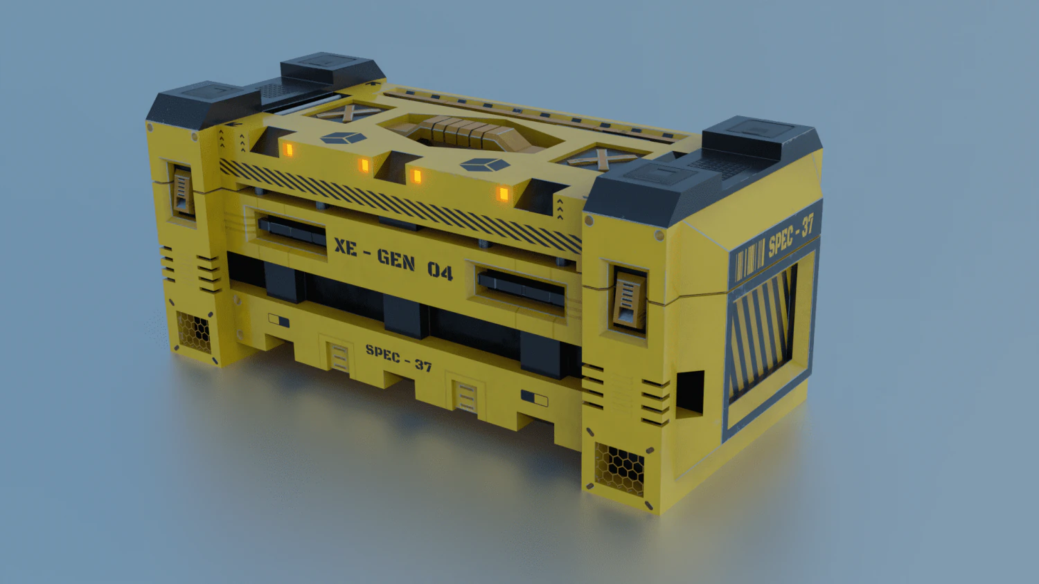 Sci-fi box lowpoly PBR 3D Model .c4d .max .obj .3ds .fbx .stl .blend