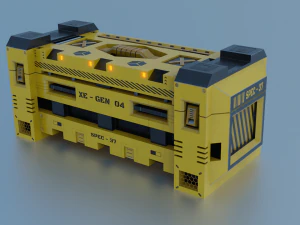 Научно-фантастическая коробка lowpoly PBR 3D Модель