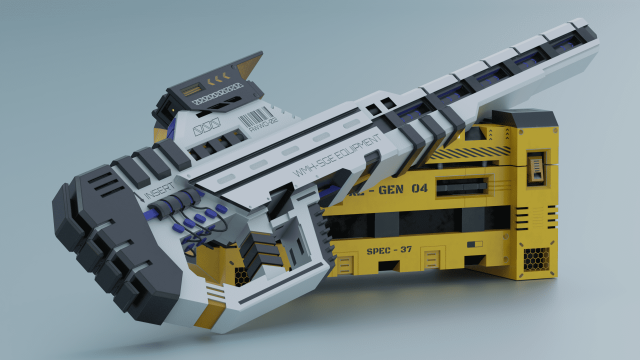 Sci-fi rifle lowpoly PBR 3D Model .c4d .max .obj .3ds .fbx .stl .blend 