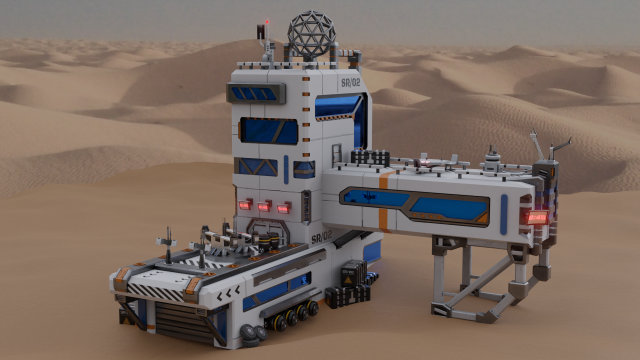 Sci-fi communication centre lowpoly PBR 3D Model .c4d .max .obj .3ds .fbx .stl .blend 