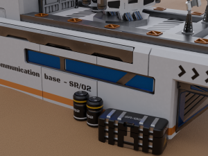 Sci-fi communication centre lowpoly PBR 3D Model