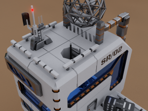 Sci-fi communication centre lowpoly PBR 3D Model