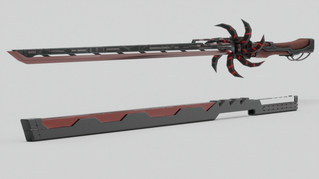 Sci-fi katana lowpoly pbr 3Dモデル .c4d .max .obj .3ds .fbx .stl .blend 