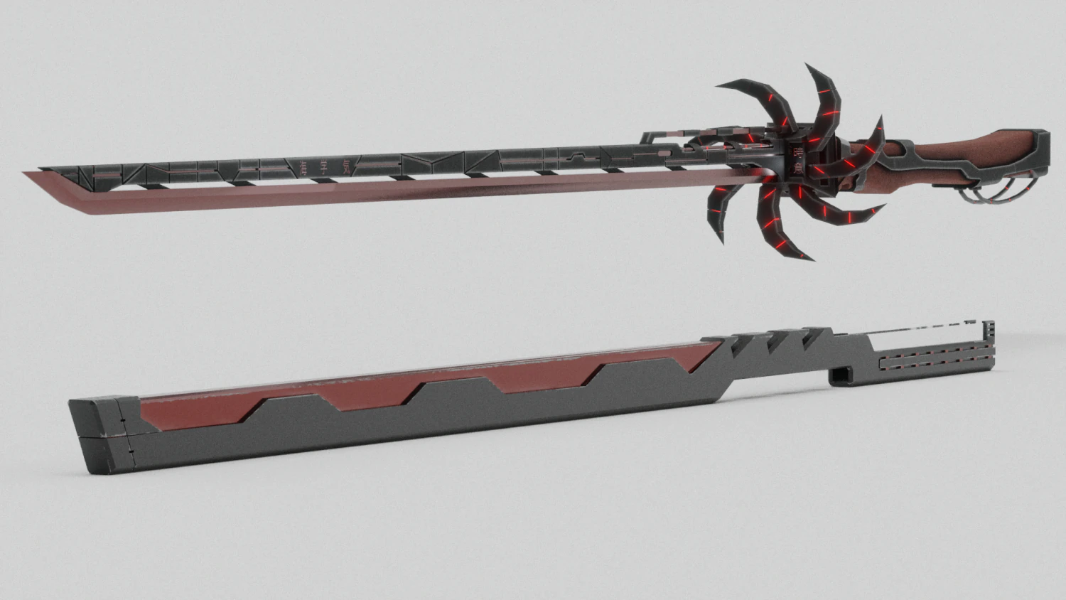 Sci-fi katana lowpoly pbr 3D Model .c4d .max .obj .3ds .fbx .stl .blend