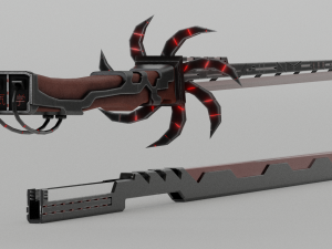 Sci-fi katana lowpoly pbr 3Dモデル