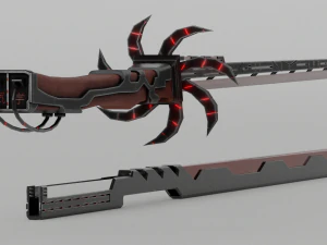 Sci-fi katana lowpoly pbr 3D Model